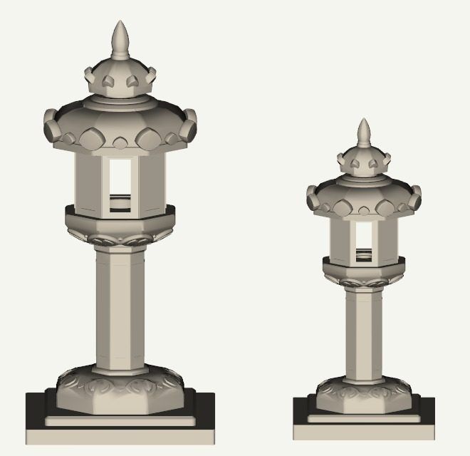 석등 L과 M의 3D 모델